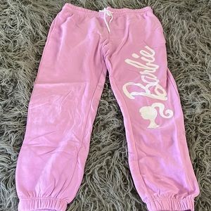 Barbie pink sweatpants XL velvet flocked logo drawstring waist sporty joggers